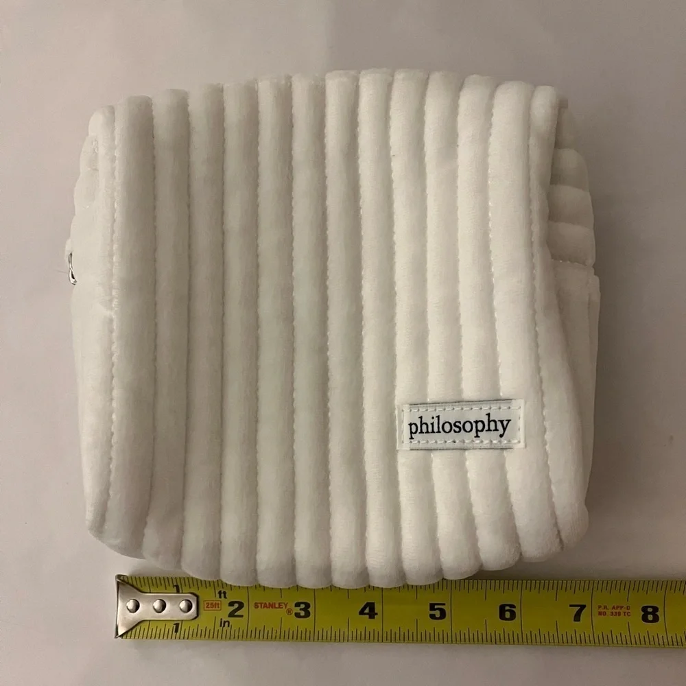 Fuzzy white philosophy cosmetics bag - empty never used